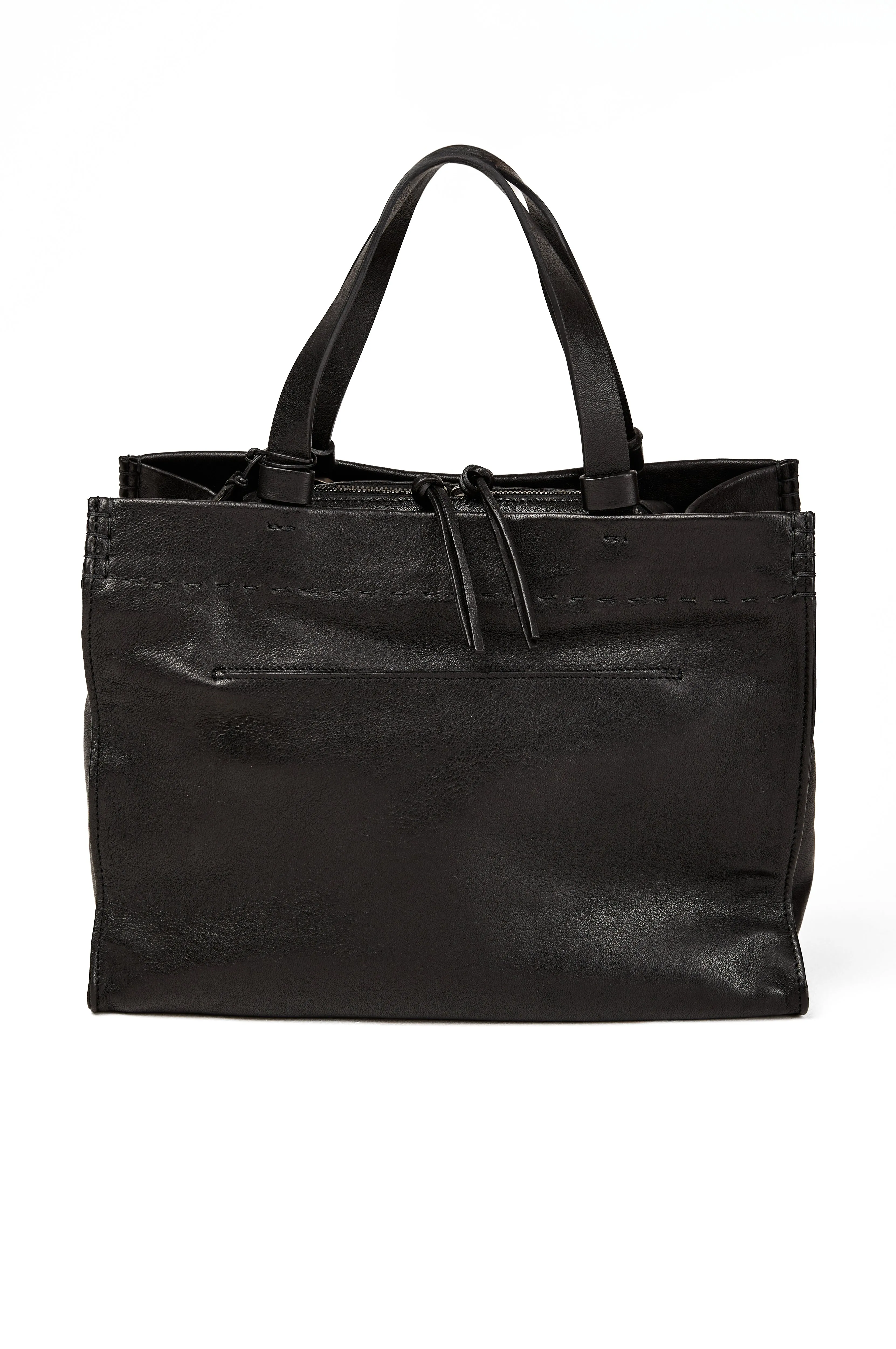 Leather Shopping Bag in Pony Sfumato Nero