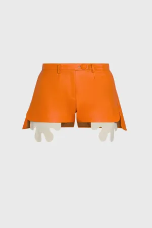 Leather Shorts - Orange