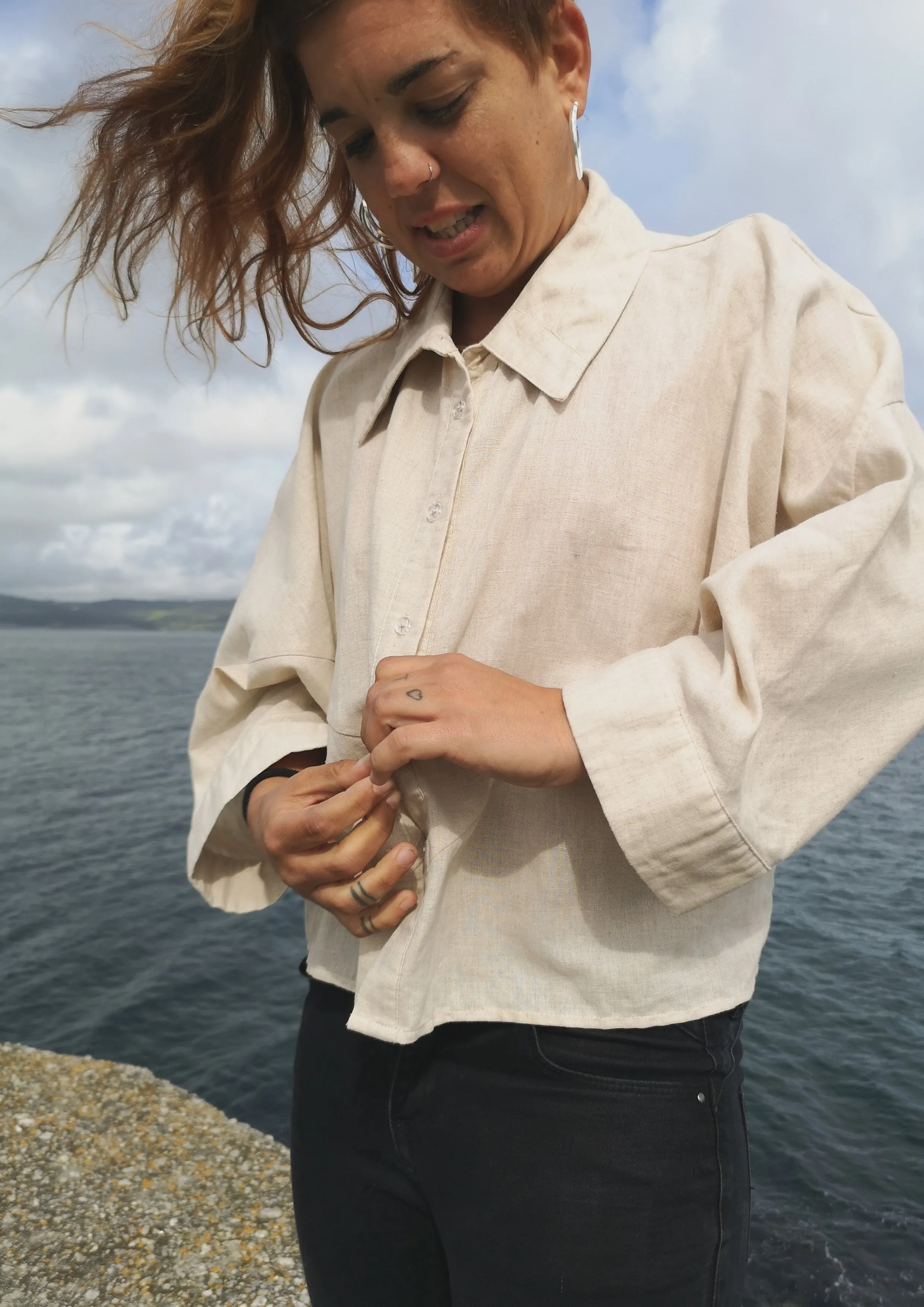 LIGHT SUMMER BLOUSE - NATURAL LINEN white