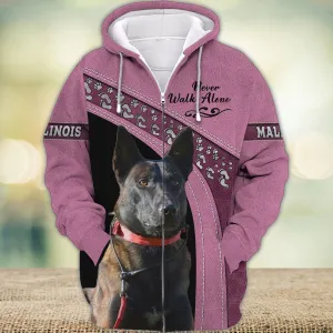 Malinois Love Never Walk Alone Love 3D Full Print Shirts, Shirt For Dog Lovers, Dog Memorial Gifts for loss of Dog