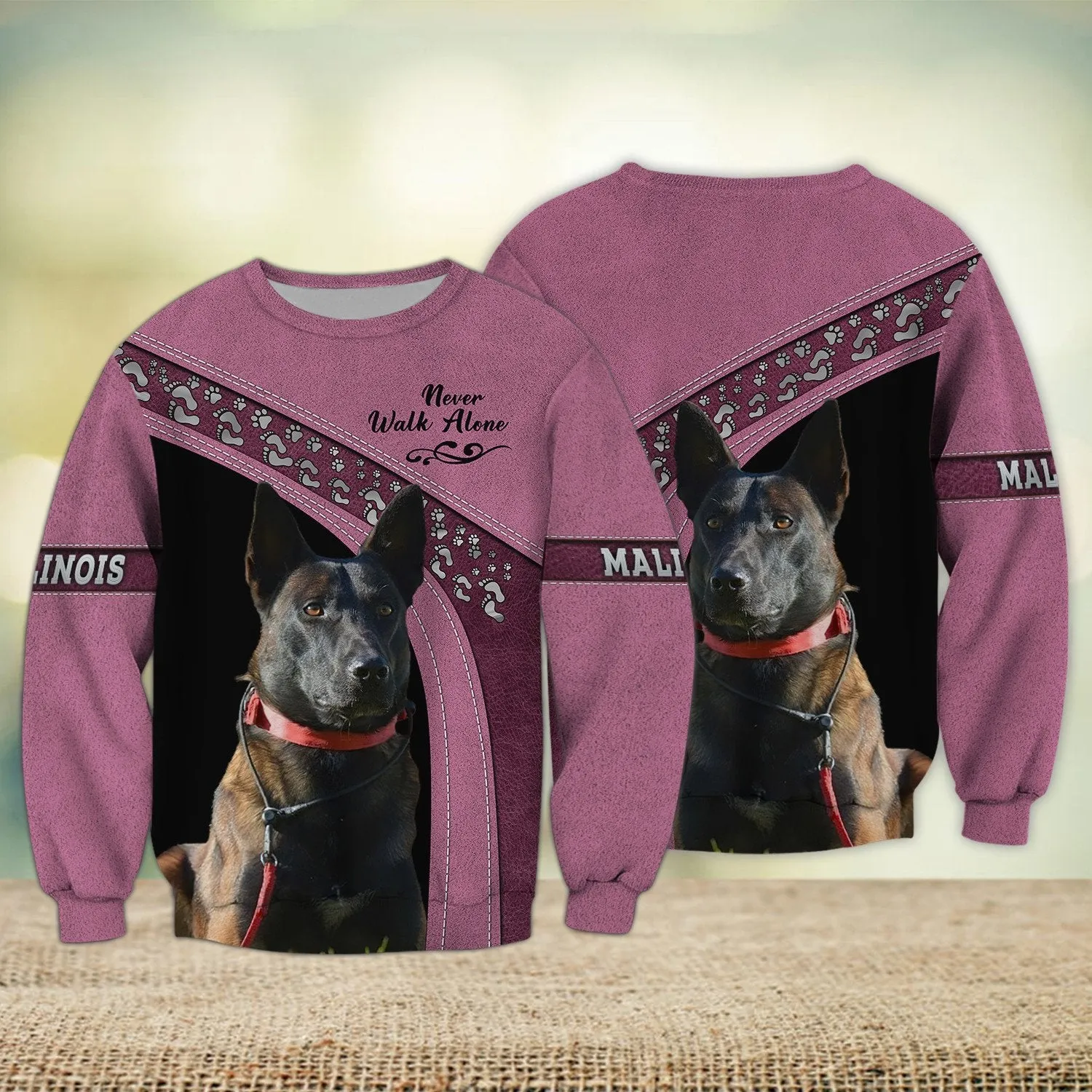 Malinois Love Never Walk Alone Love 3D Full Print Shirts, Shirt For Dog Lovers, Dog Memorial Gifts for loss of Dog