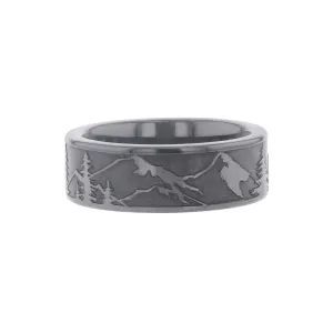 Mountain Shadow Black Ceramic Wedding Ring