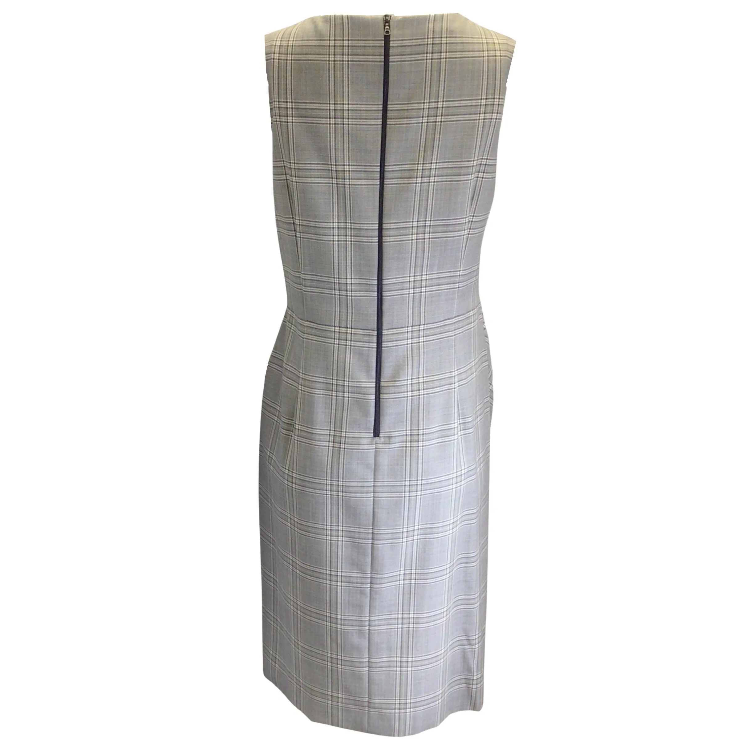 Narciso Rodriguez Grey Sleeveless Plaid Wool Dress