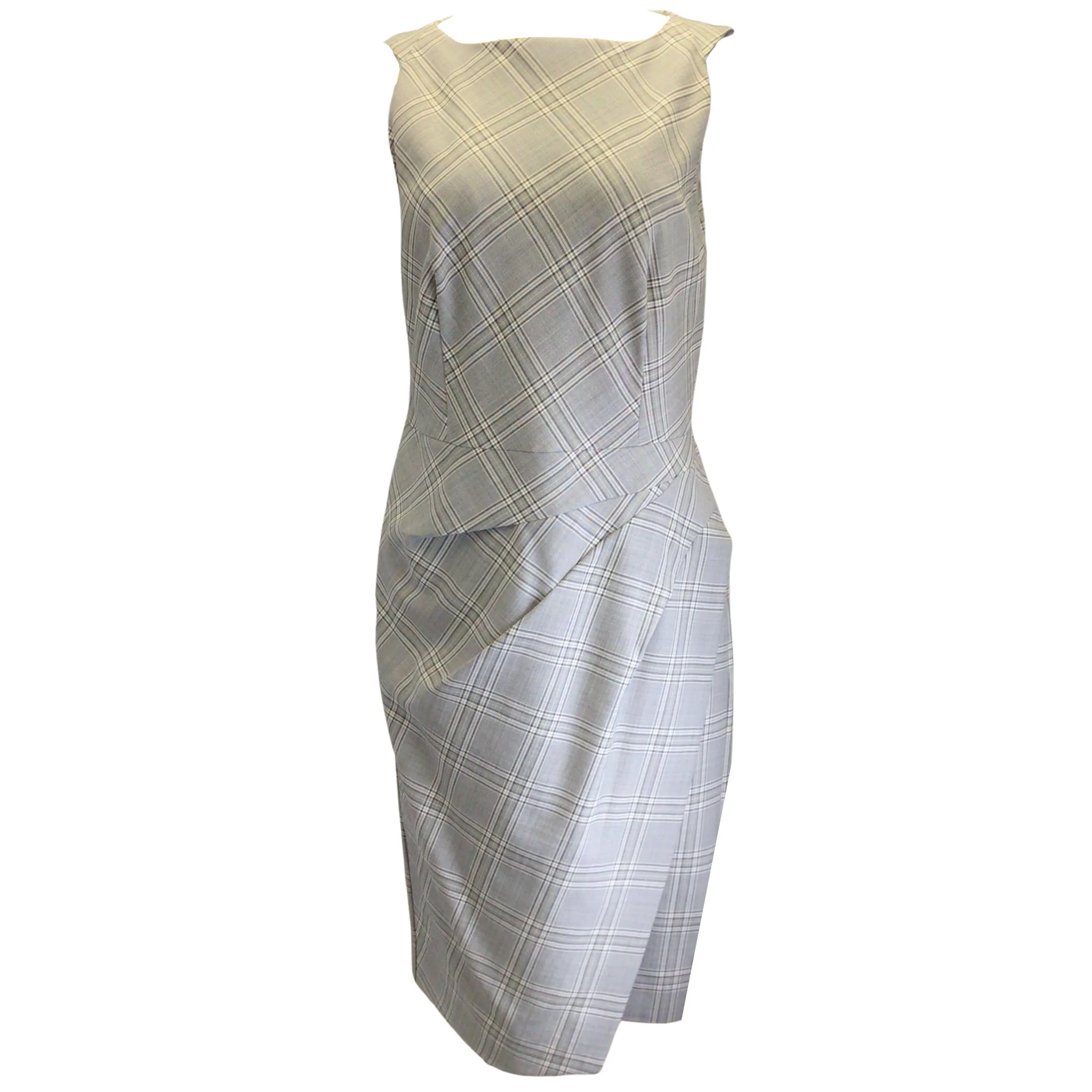 Narciso Rodriguez Grey Sleeveless Plaid Wool Dress