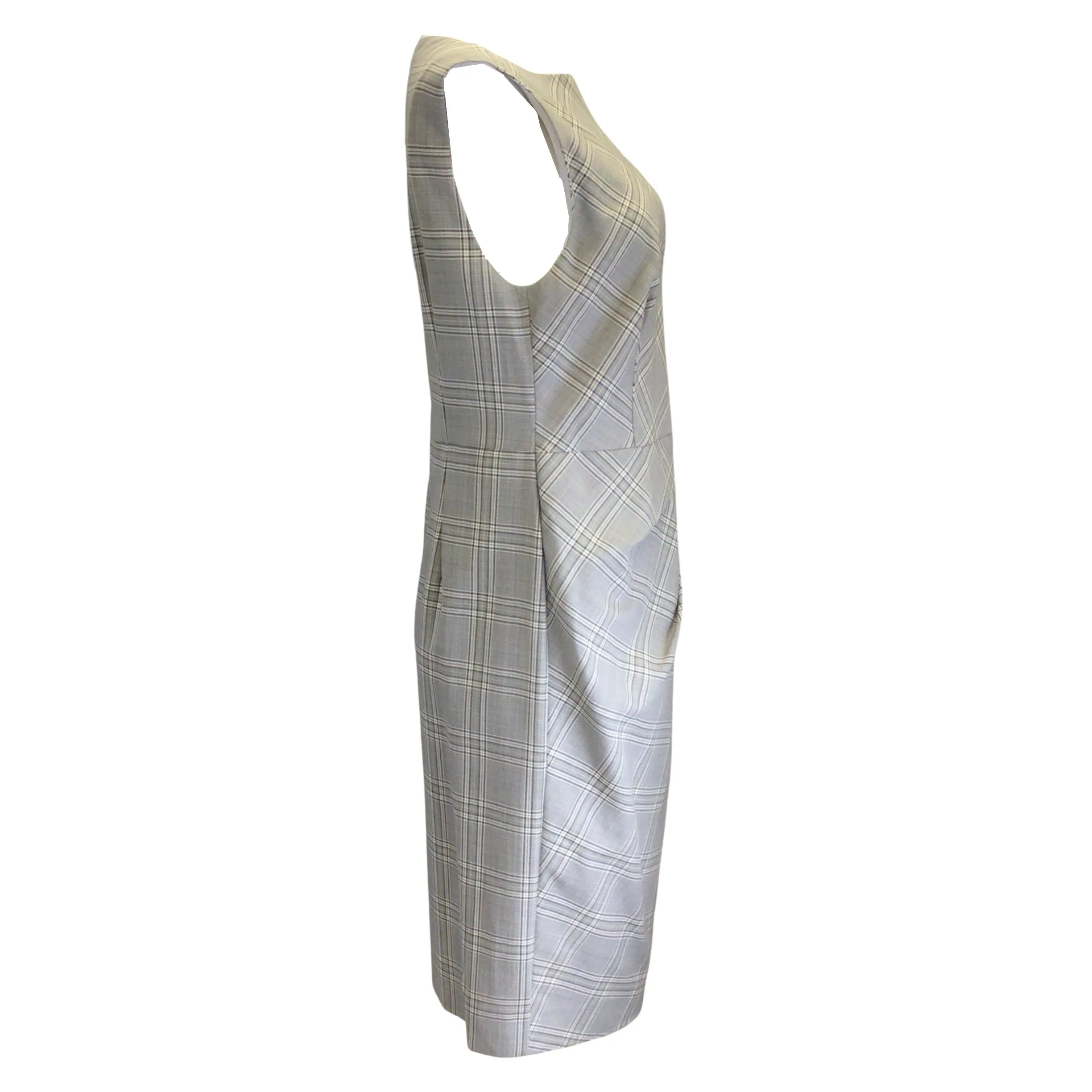 Narciso Rodriguez Grey Sleeveless Plaid Wool Dress