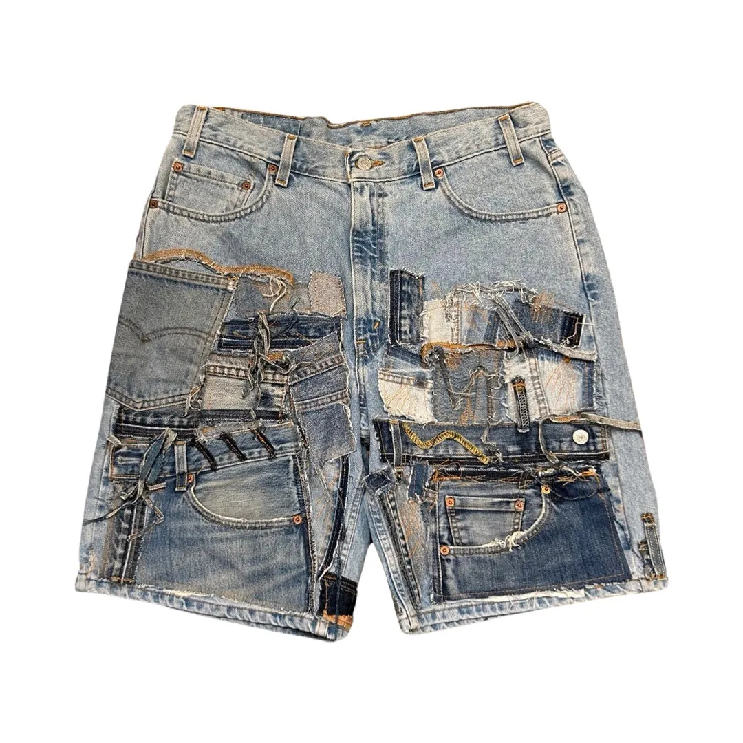 Patchwork Detail Denim Shorts