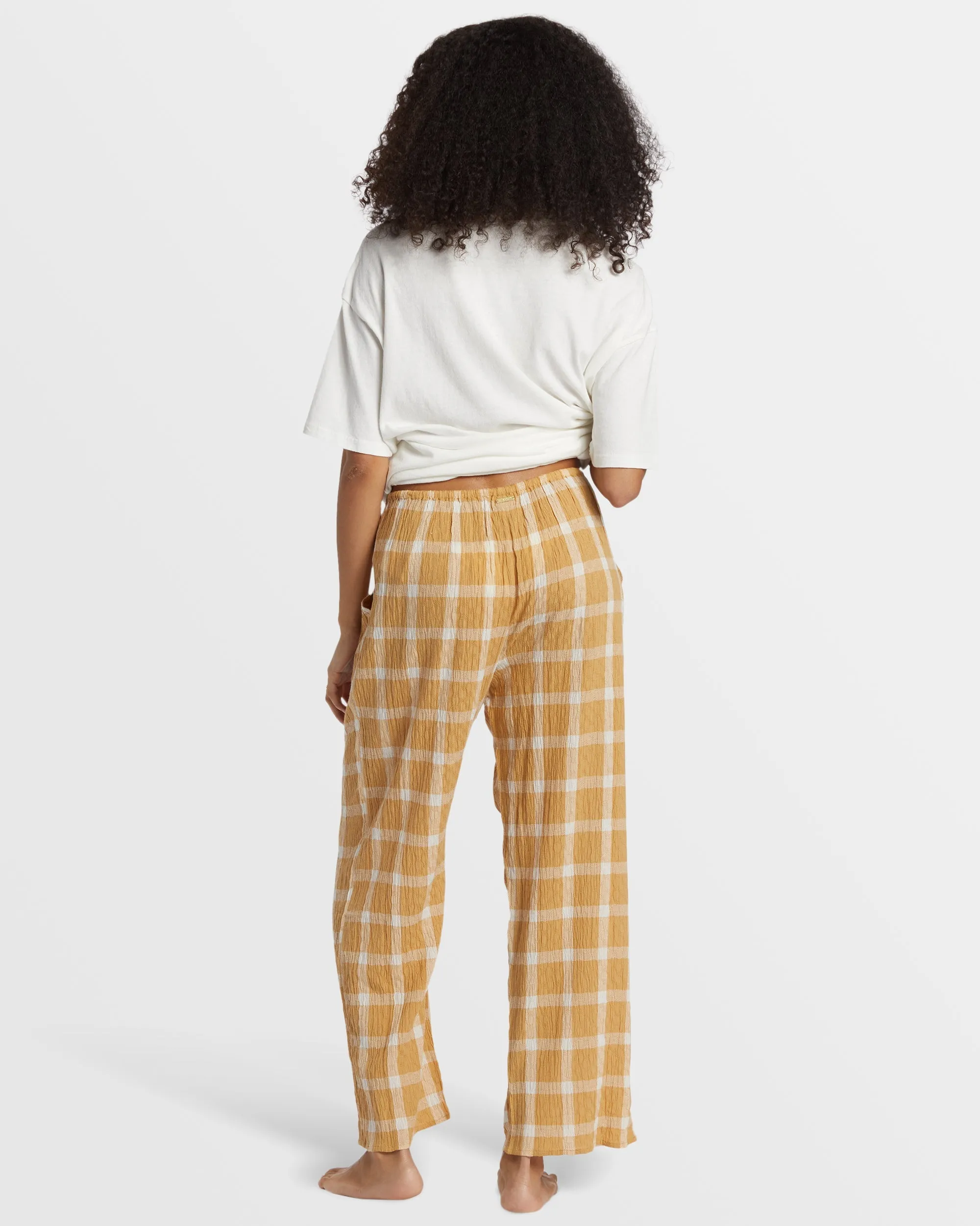 Plaid Out Elastic Waist Pants - Hemp 2