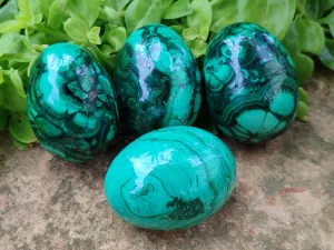 Polished Classic Large Solid Flower Banded Malachite Gemstone Eggs - Sold Per Item - From Congo