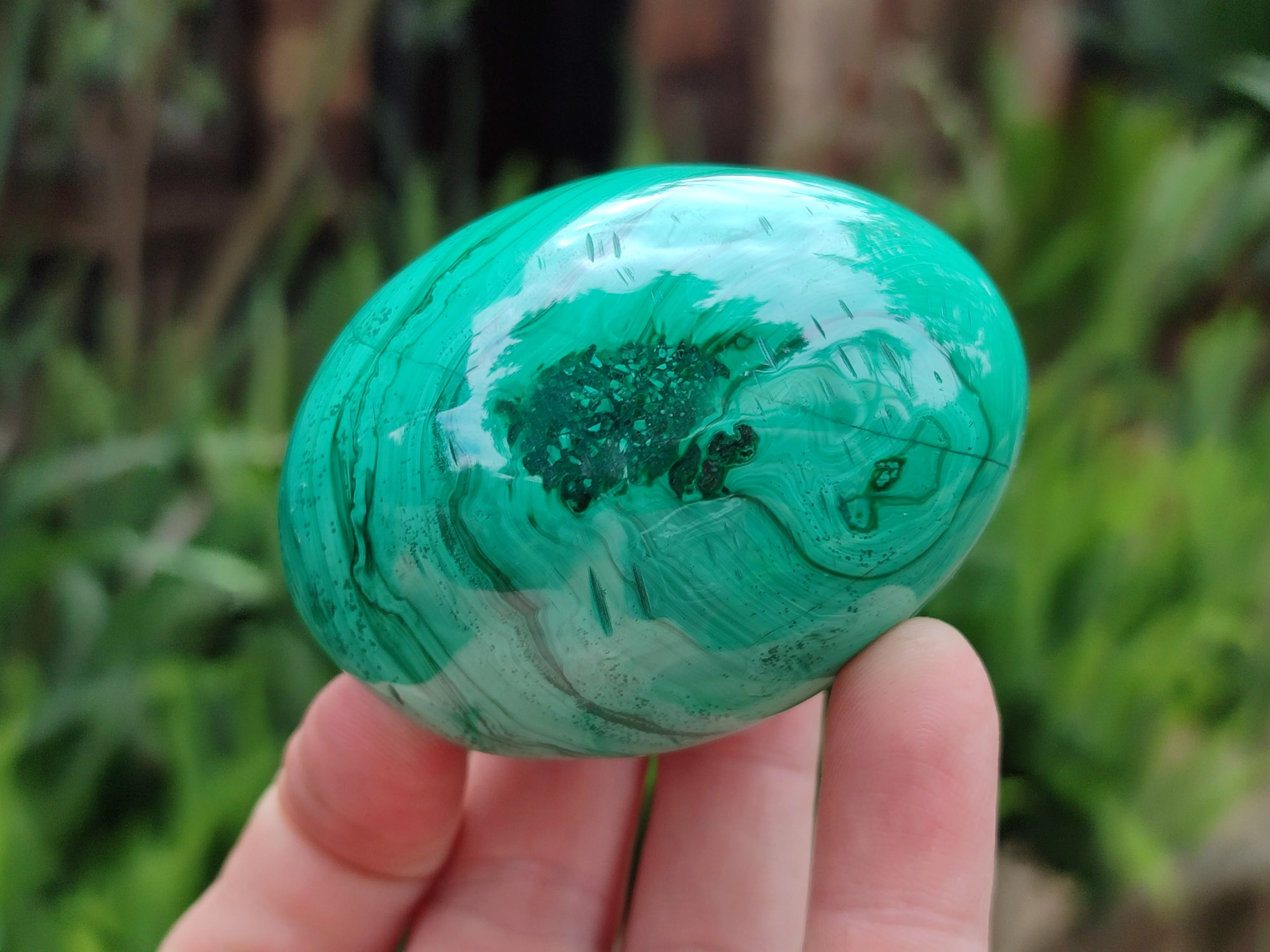 Polished Classic Large Solid Flower Banded Malachite Gemstone Eggs - Sold Per Item - From Congo