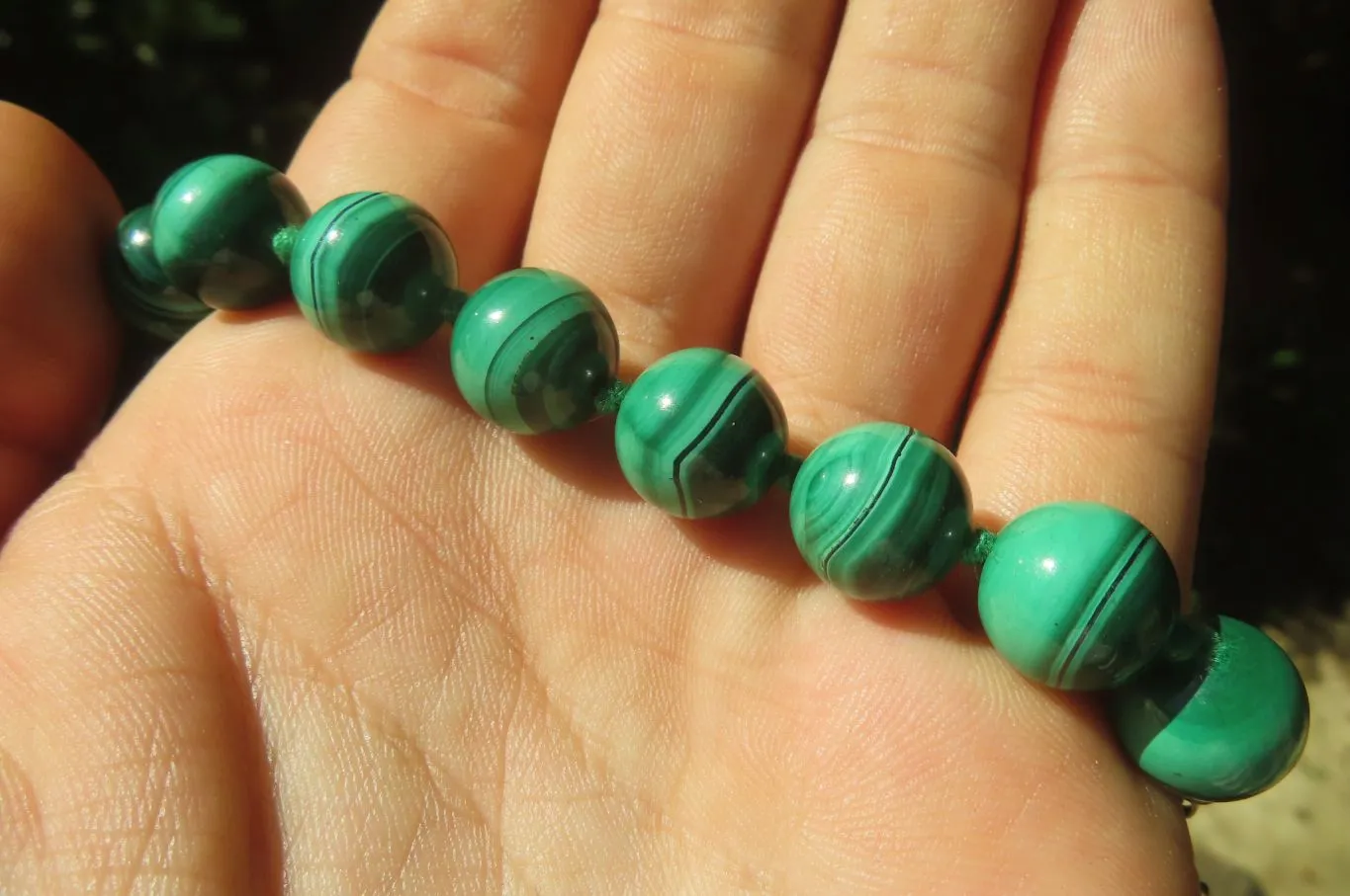 Polished Malachite Ball Shaped Large Beaded Necklace - Sold Per Item- From Congo