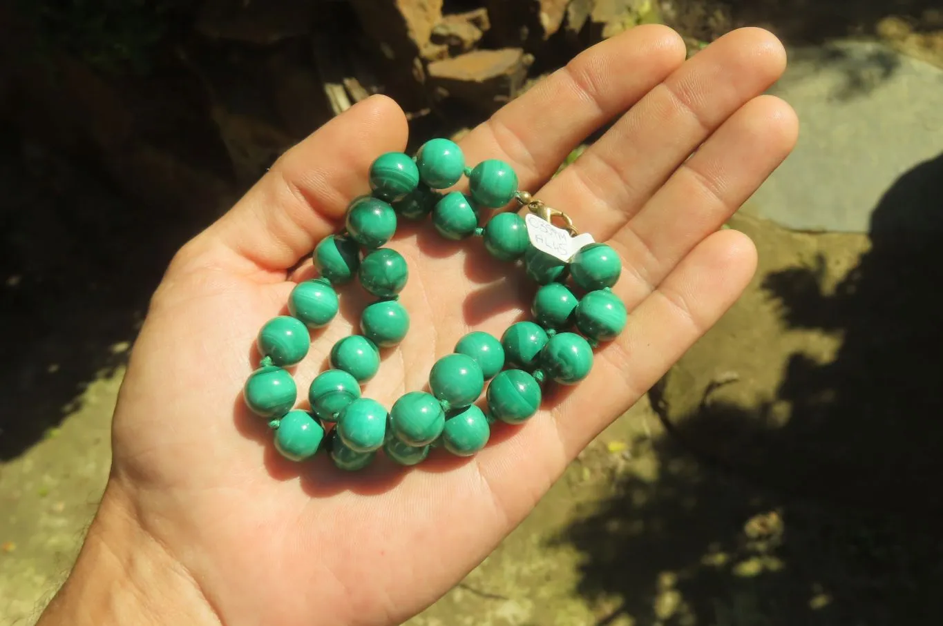 Polished Malachite Ball Shaped Large Beaded Necklace - Sold Per Item- From Congo