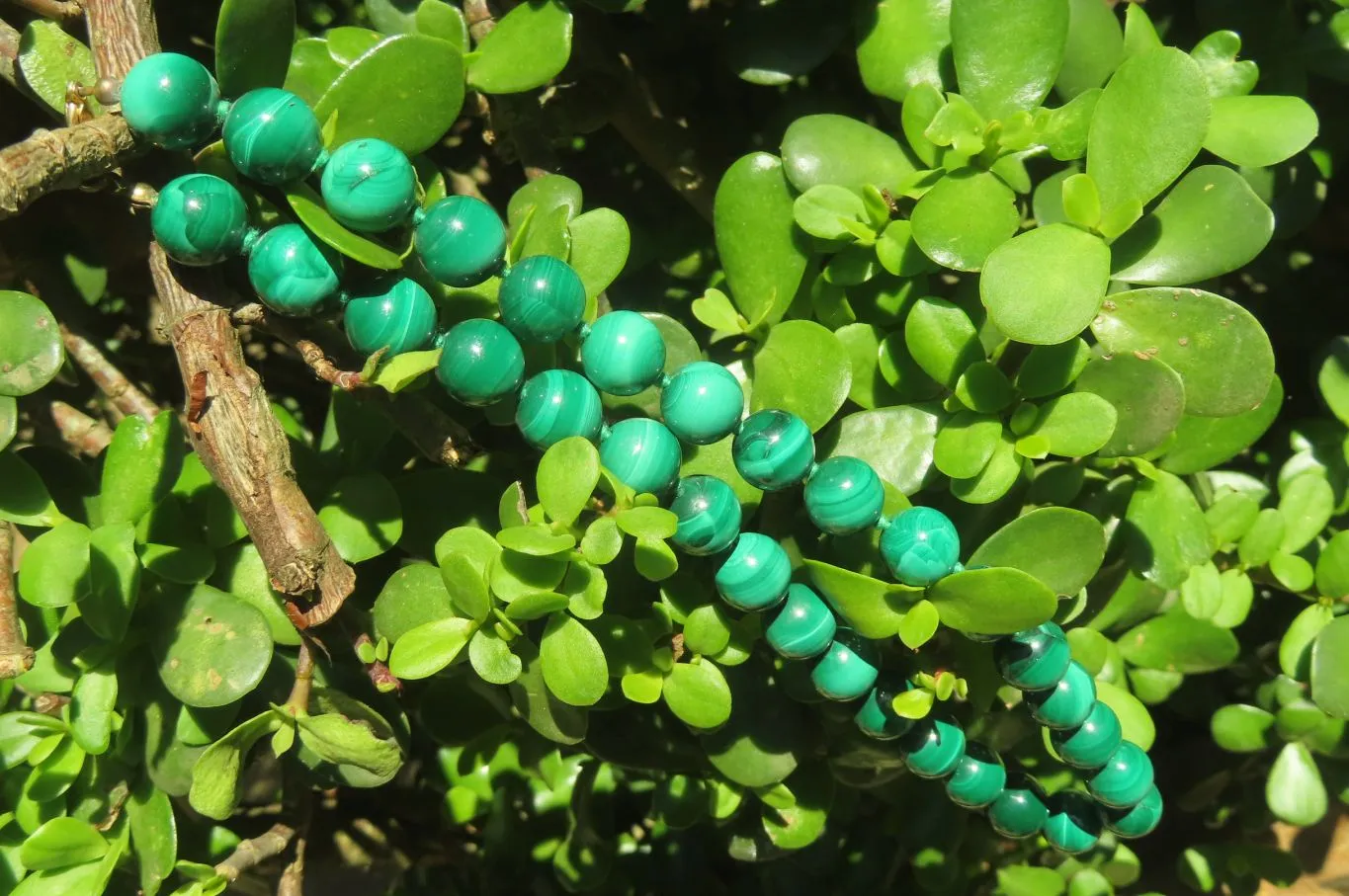 Polished Malachite Ball Shaped Large Beaded Necklace - Sold Per Item- From Congo