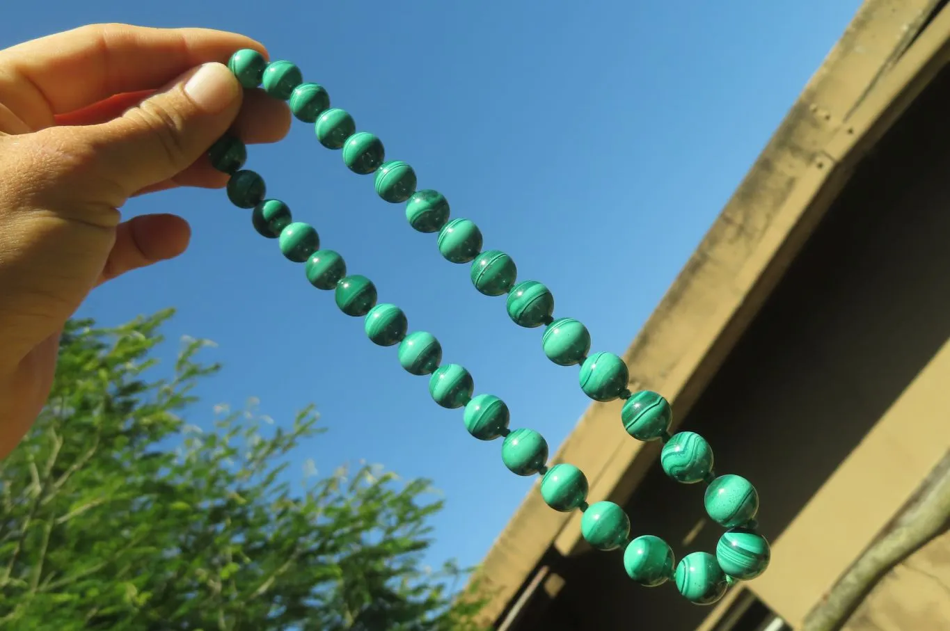 Polished Malachite Ball Shaped Large Beaded Necklace - Sold Per Item- From Congo