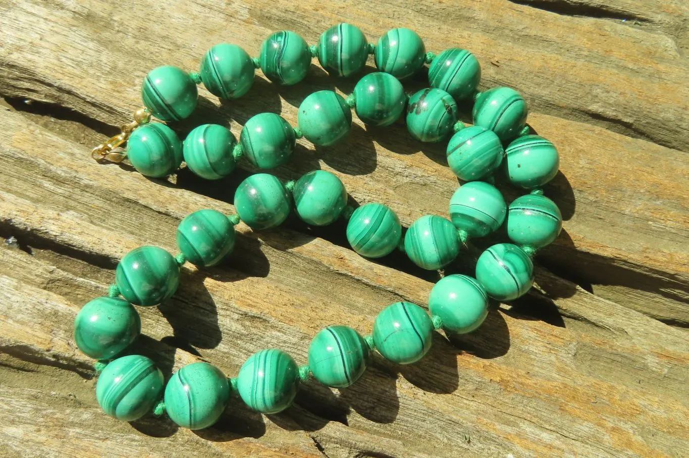 Polished Malachite Ball Shaped Large Beaded Necklace - Sold Per Item- From Congo