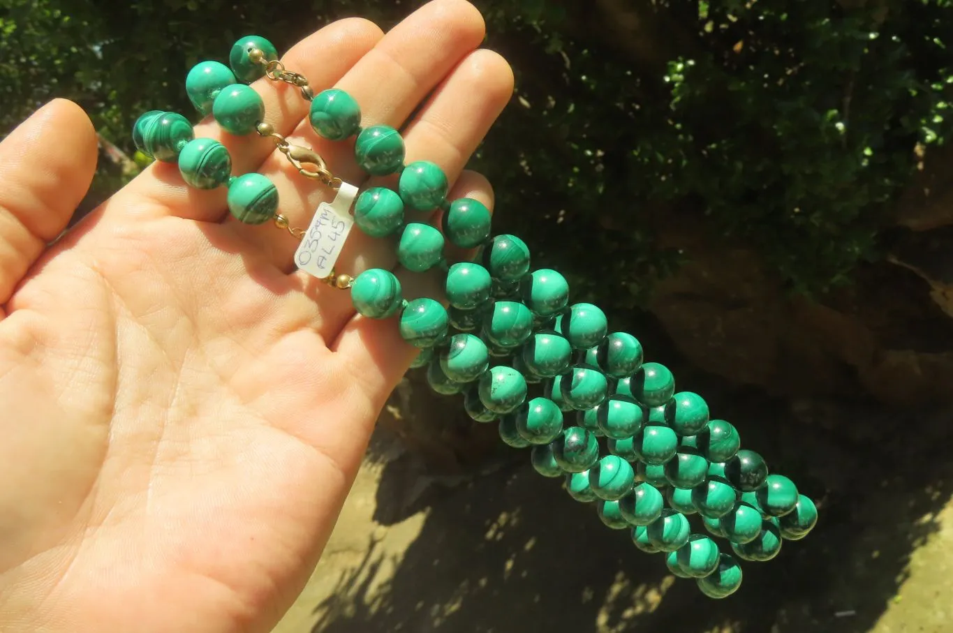 Polished Malachite Ball Shaped Large Beaded Necklace - Sold Per Item- From Congo