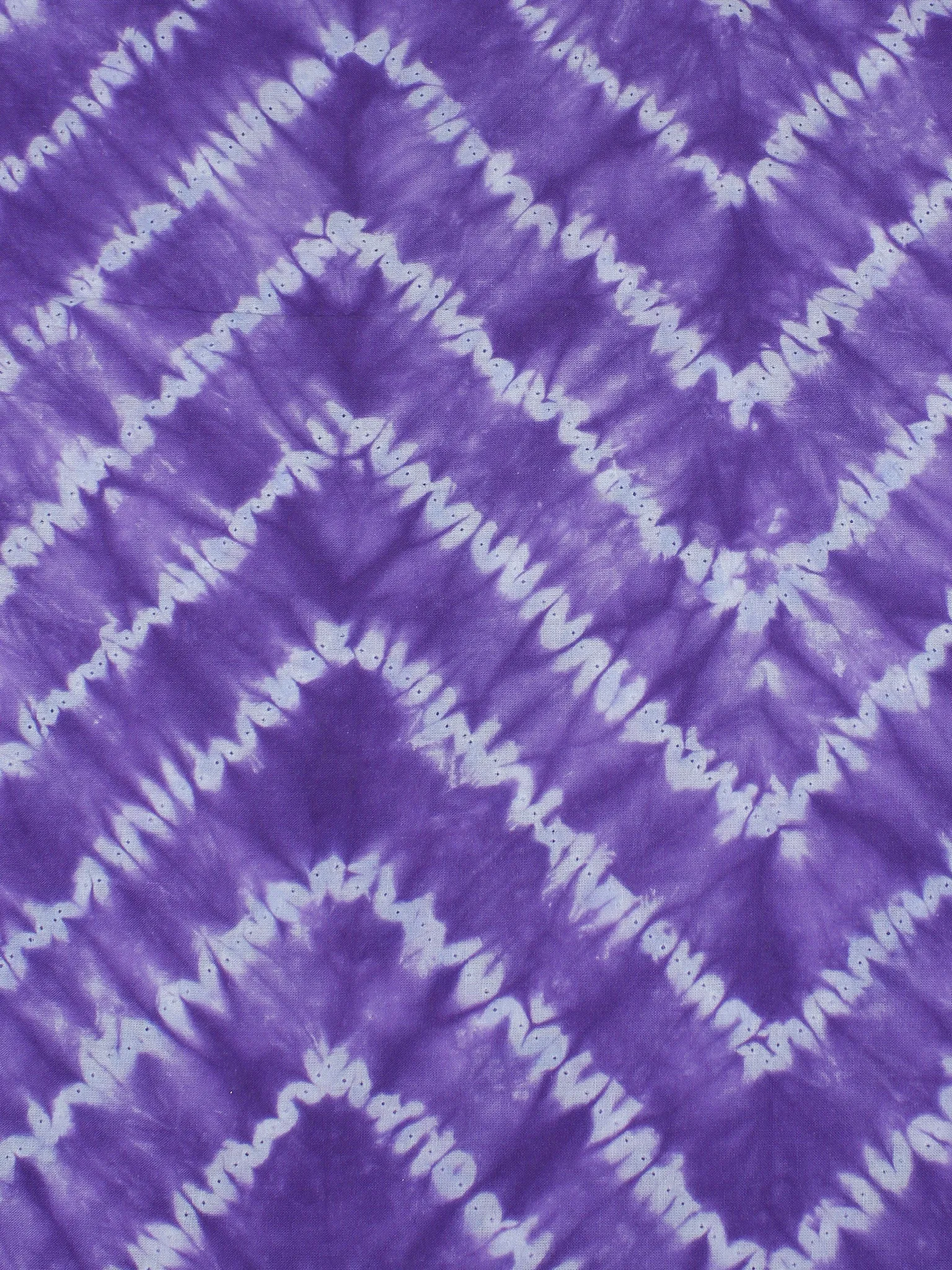 Purple White Hand Block Printed Shibori Cotton Cambric Fabric Per Meter - F0916267