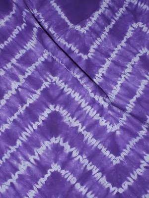 Purple White Hand Block Printed Shibori Cotton Cambric Fabric Per Meter - F0916267