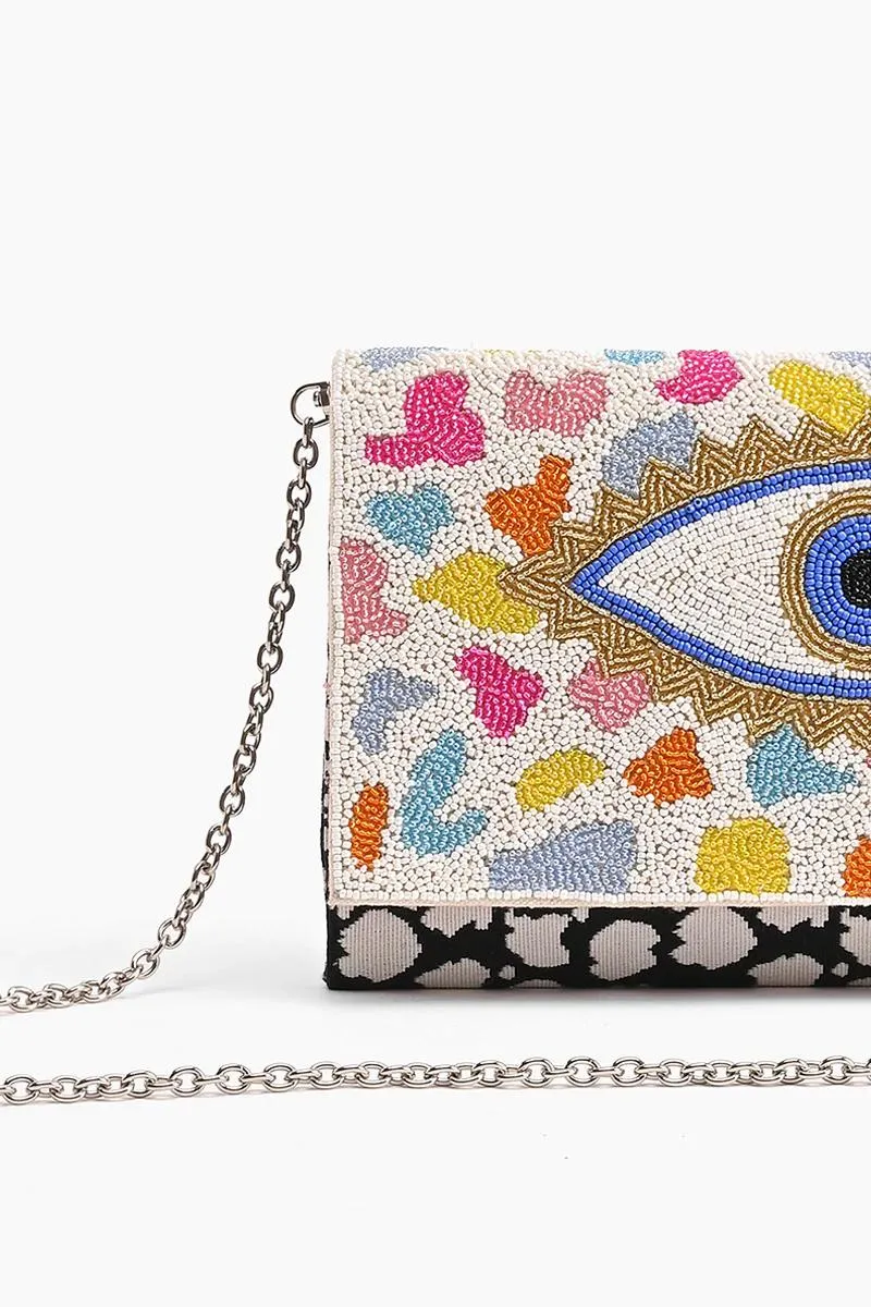 Rainbow Evil Eye Flap Clutch