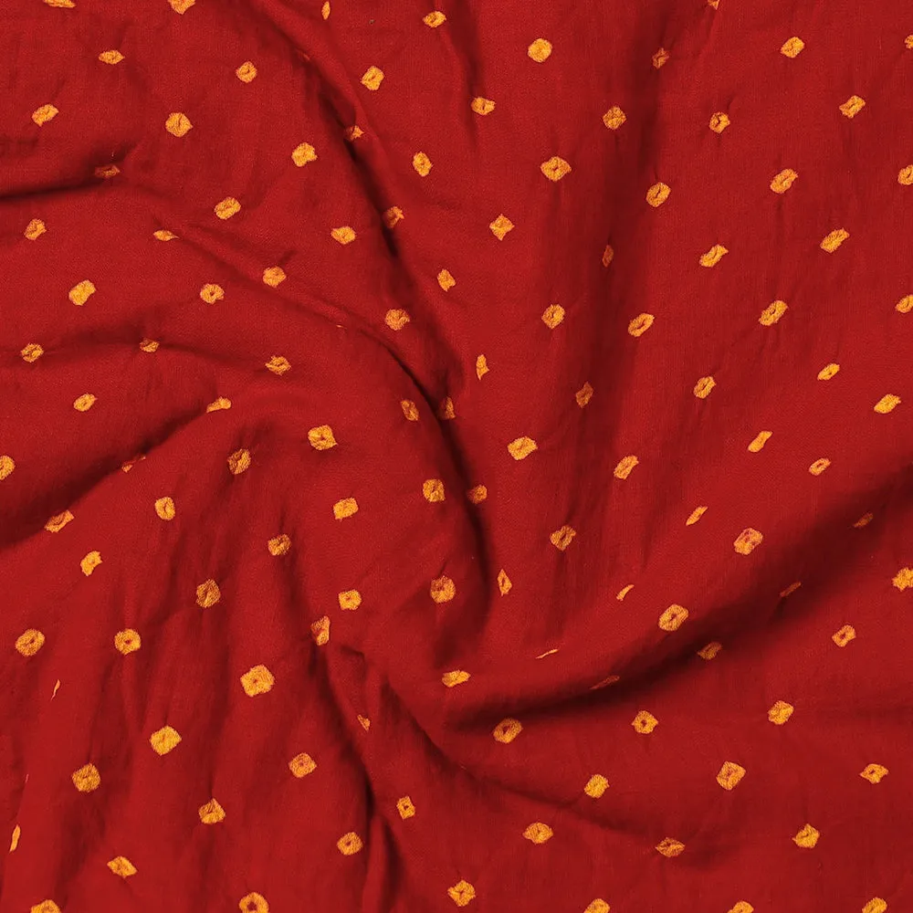 Red - Kutch Bandhani Tie-Dye Soft Cotton Precut Fabric