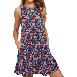 Scare Floor Sleeveless A-Line Pocket Dress