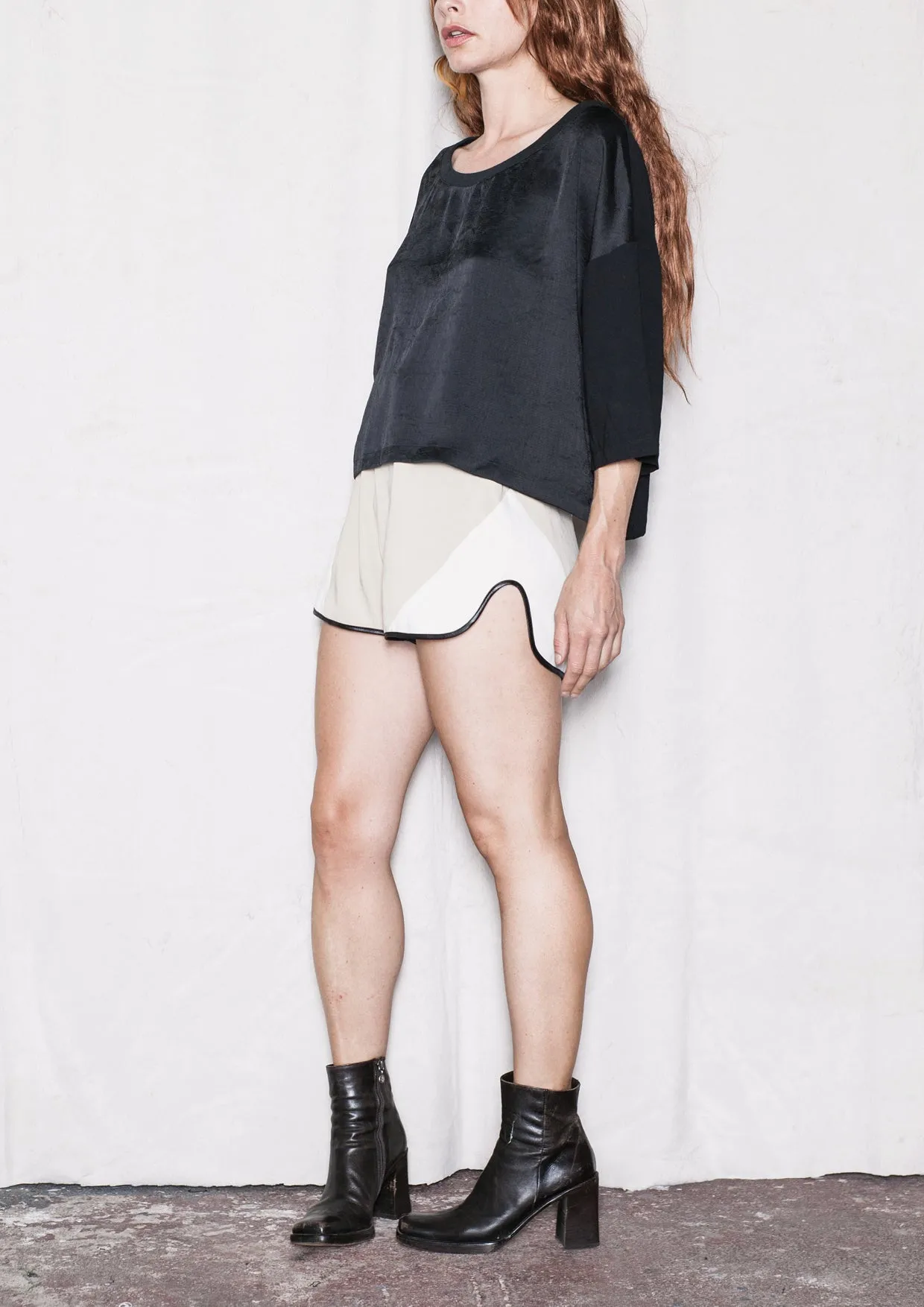 SHORTS - PATCHWORK beige/black/white