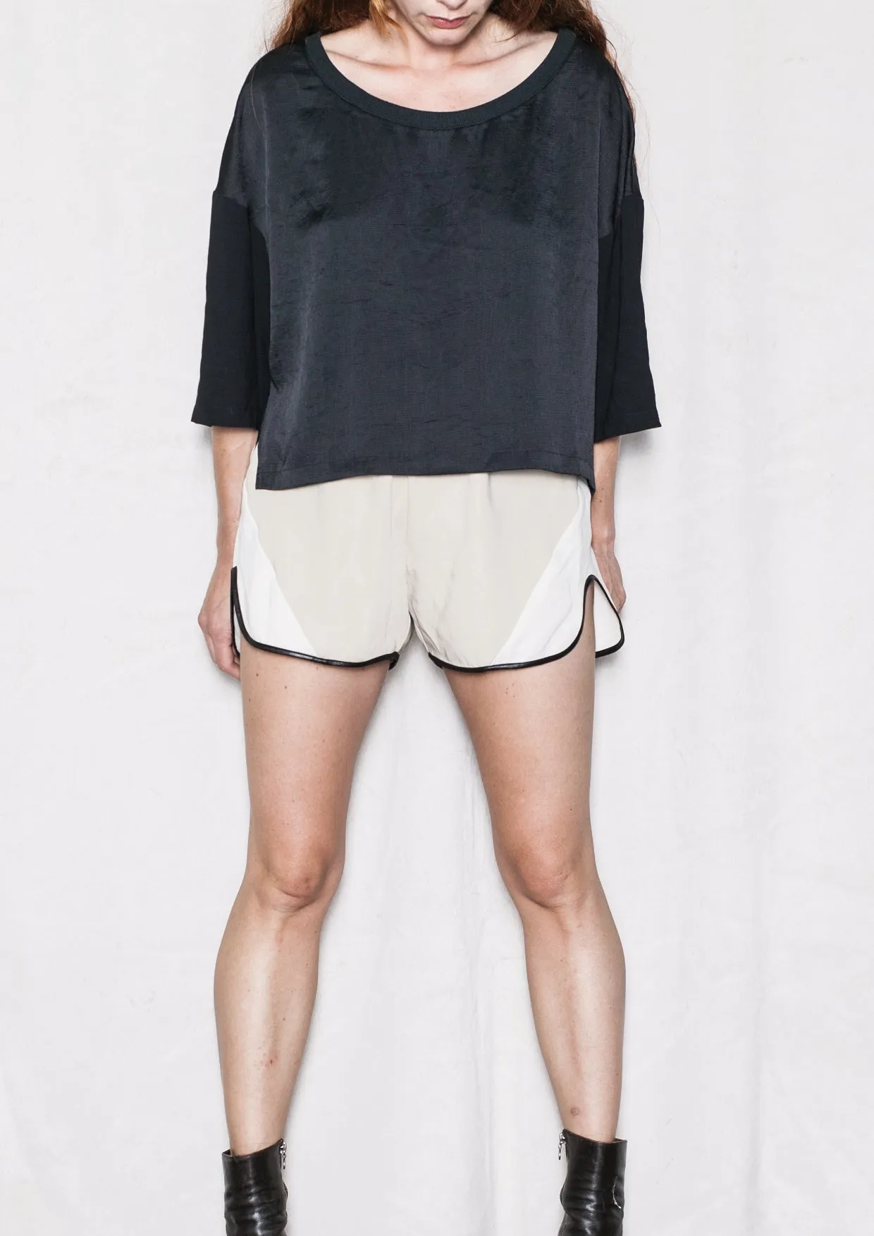 SHORTS - PATCHWORK beige/black/white