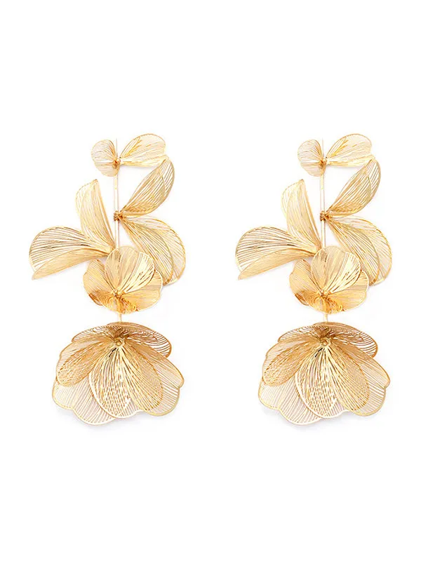 Solid Color Three-Dimensional Flower Drop Earrings