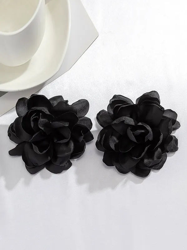 Solid Color Three-Dimensional Flower Drop Earrings