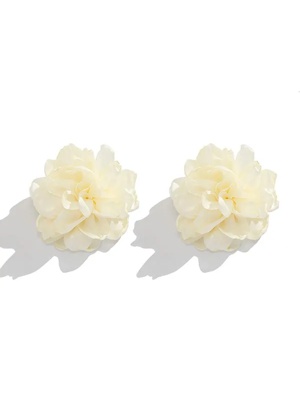 Solid Color Three-Dimensional Flower Drop Earrings