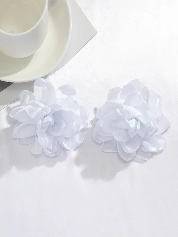 Solid Color Three-Dimensional Flower Drop Earrings