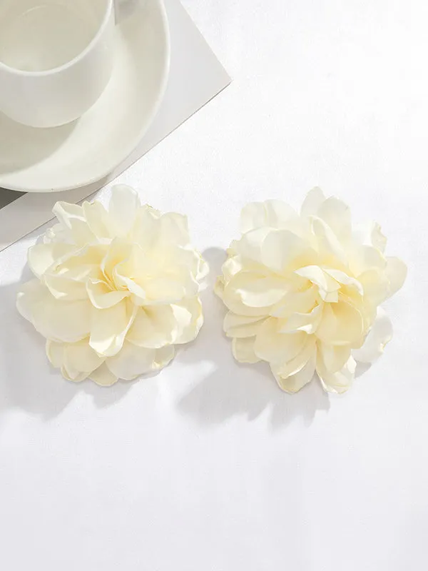 Solid Color Three-Dimensional Flower Drop Earrings