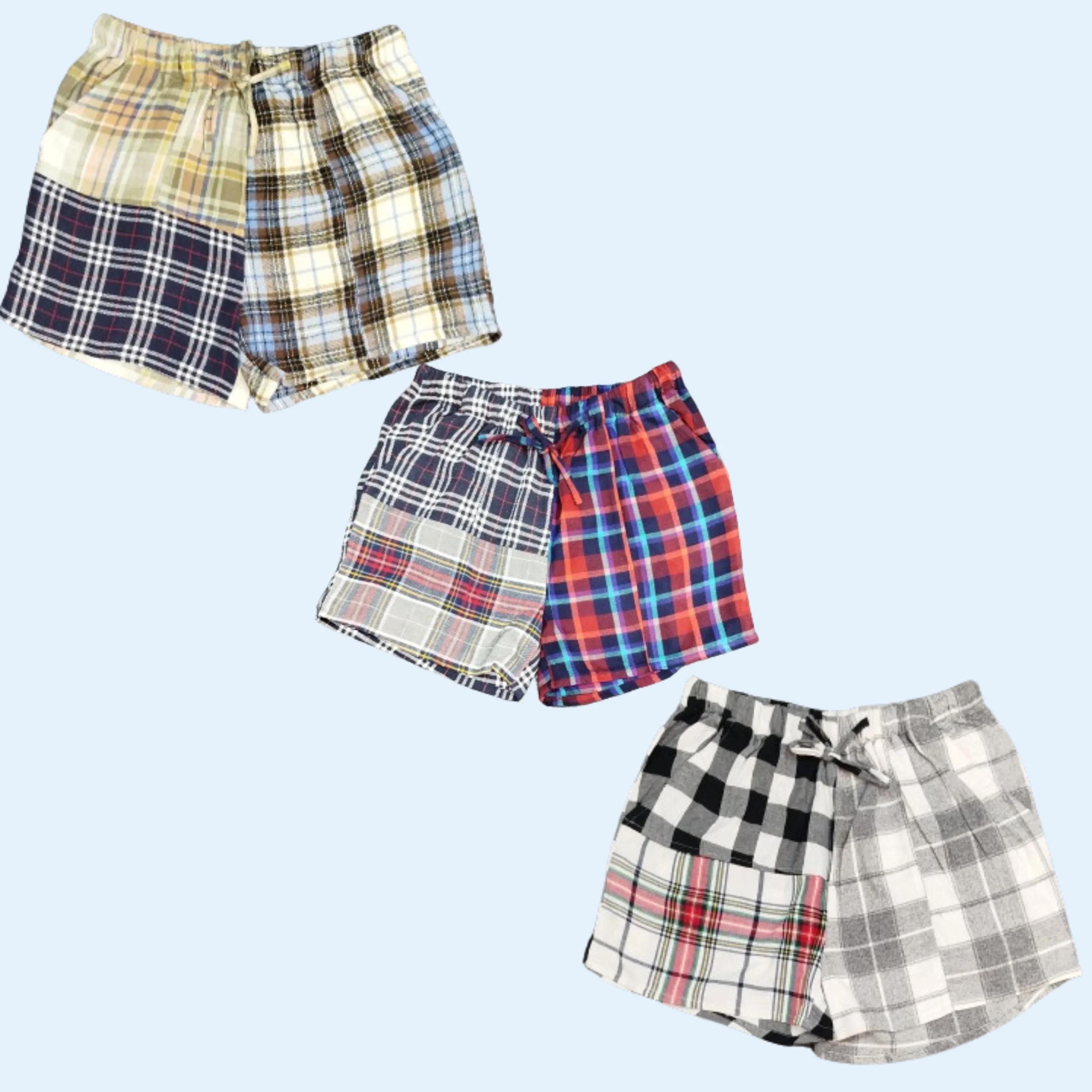 SS24 Upcycled / Reworked Spliced Check Flannel Shorts