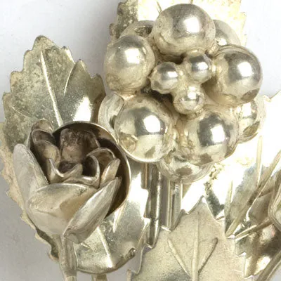 Sterling Flower & Leaf Brooch by Hobé