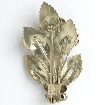 Sterling Flower & Leaf Brooch by Hobé