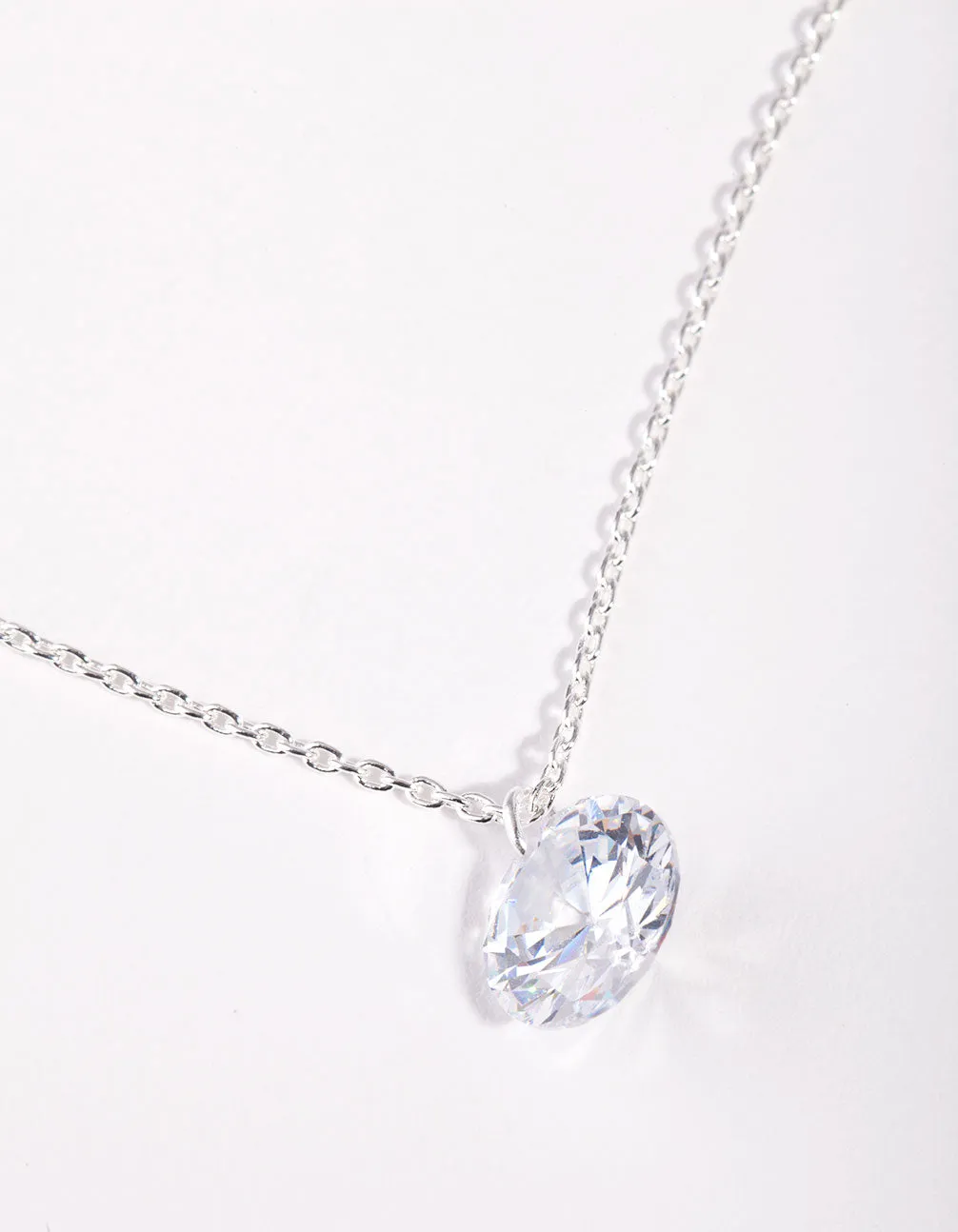 Sterling Silver Cubic Zirconia 1 Carat Stone Necklace