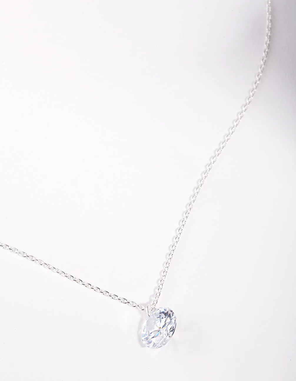 Sterling Silver Cubic Zirconia 1 Carat Stone Necklace