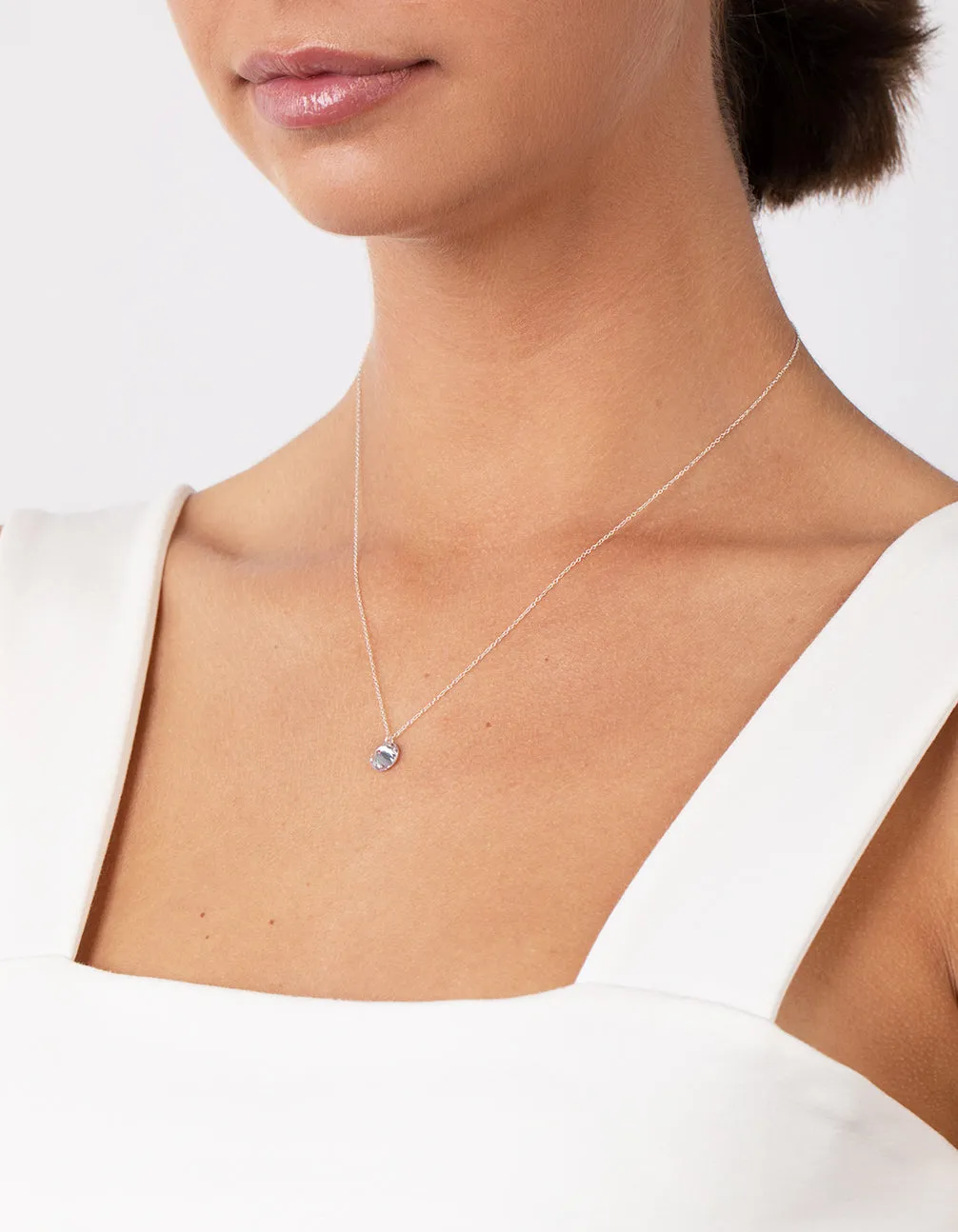 Sterling Silver Cubic Zirconia 1 Carat Stone Necklace