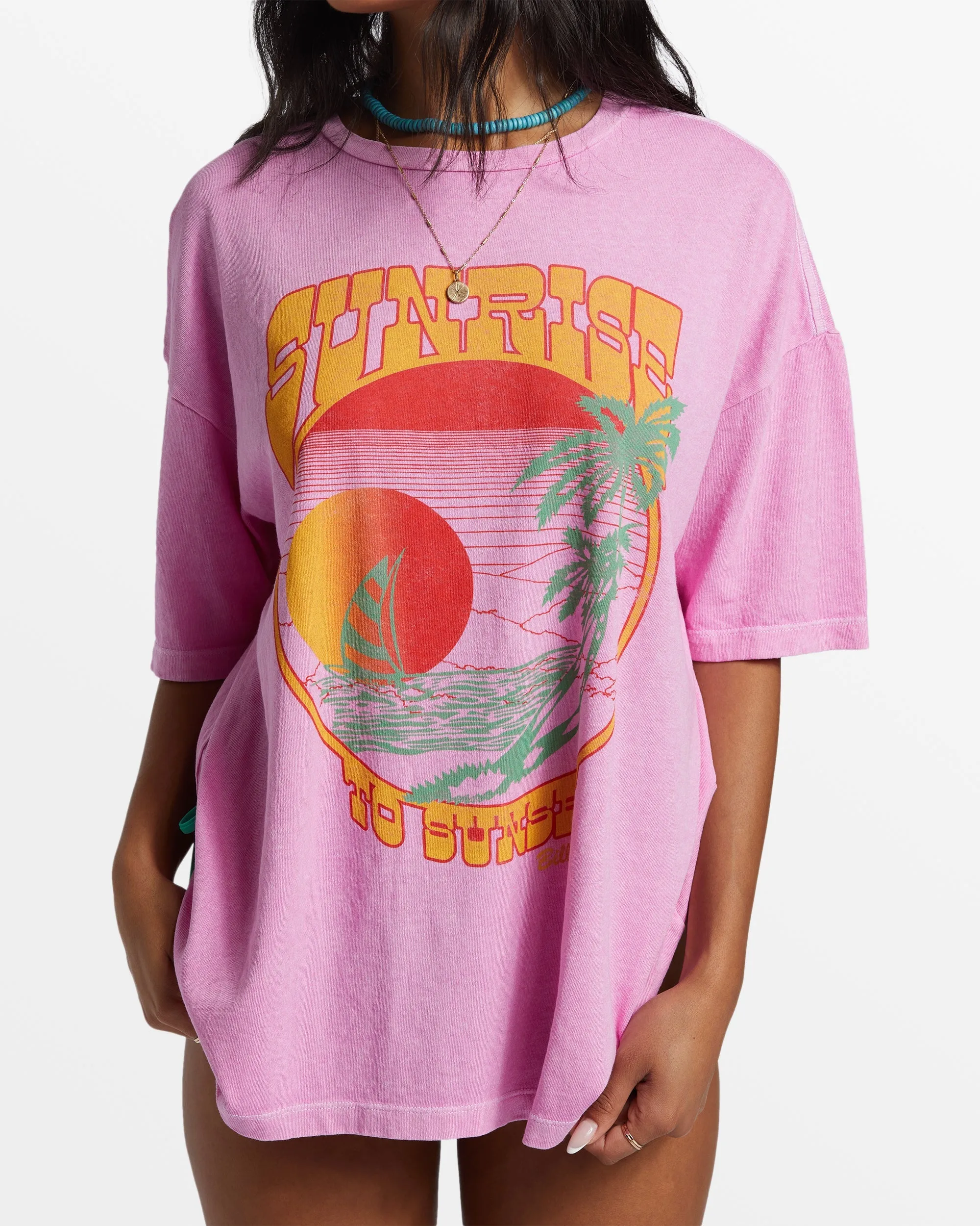 Sunrise To Sunset Oversized T-Shirt - Paradise Pink