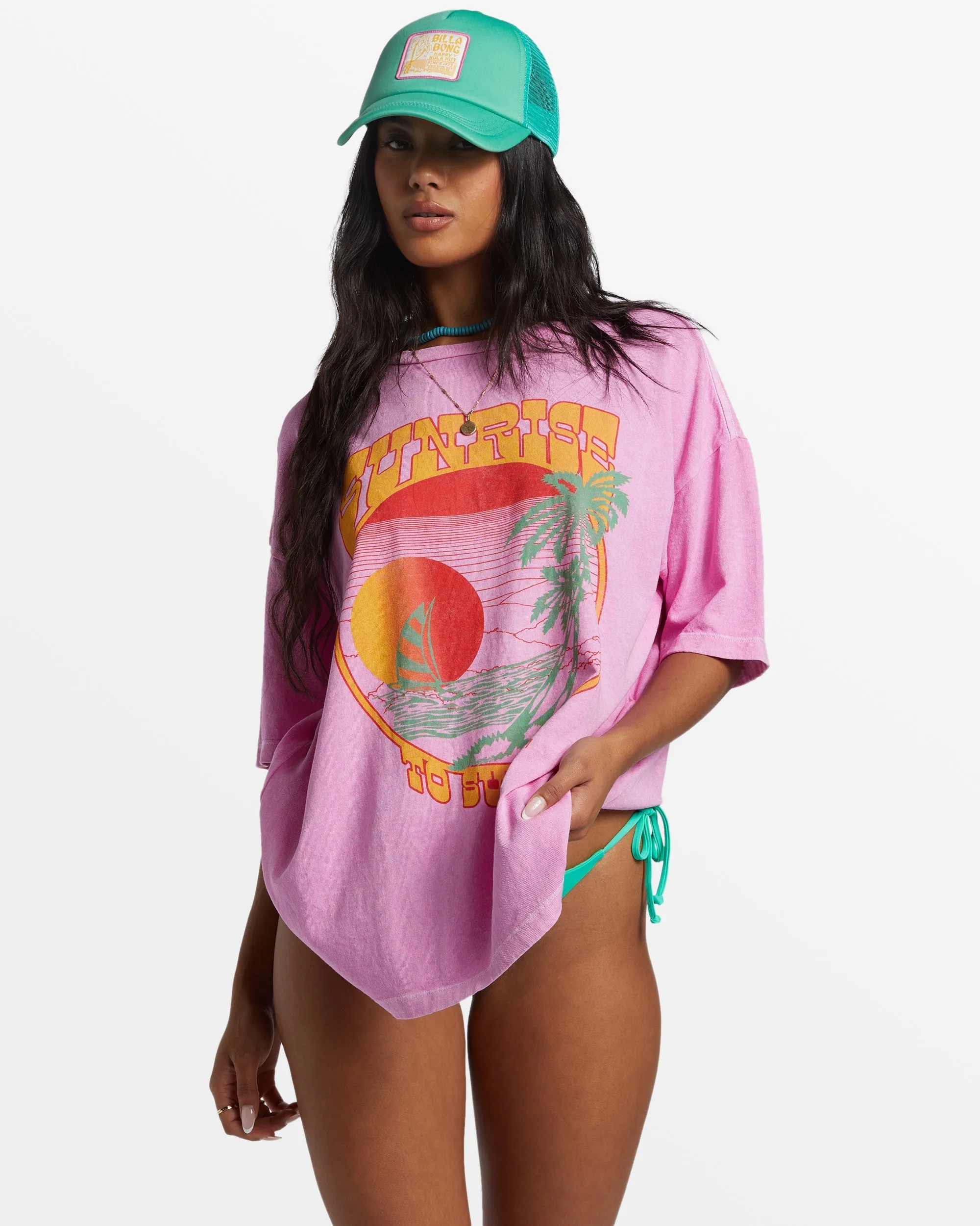 Sunrise To Sunset Oversized T-Shirt - Paradise Pink