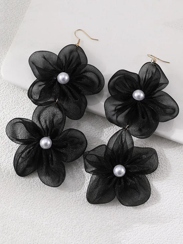 Three-Dimensional Flower Drop Earrings