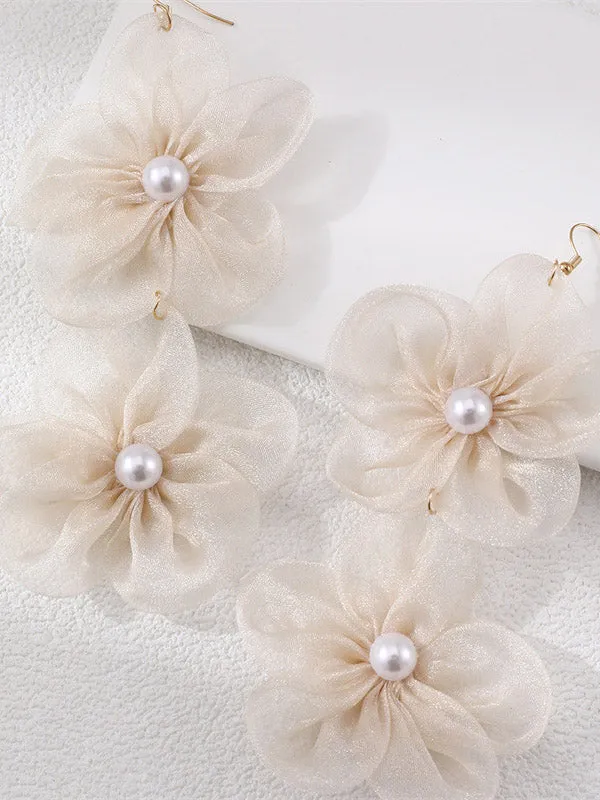 Three-Dimensional Flower Drop Earrings