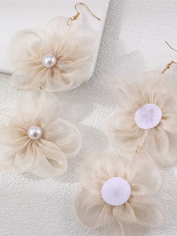 Three-Dimensional Flower Drop Earrings