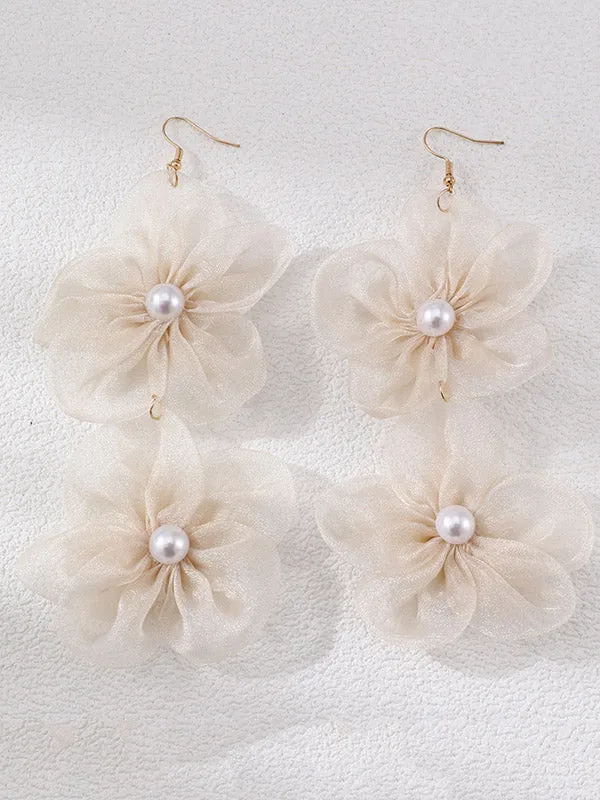 Three-Dimensional Flower Drop Earrings