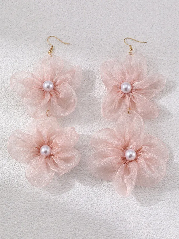 Three-Dimensional Flower Drop Earrings