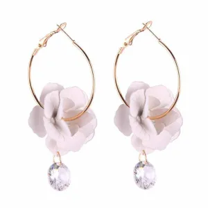 Three-dimensional Flower Pendant Earrings