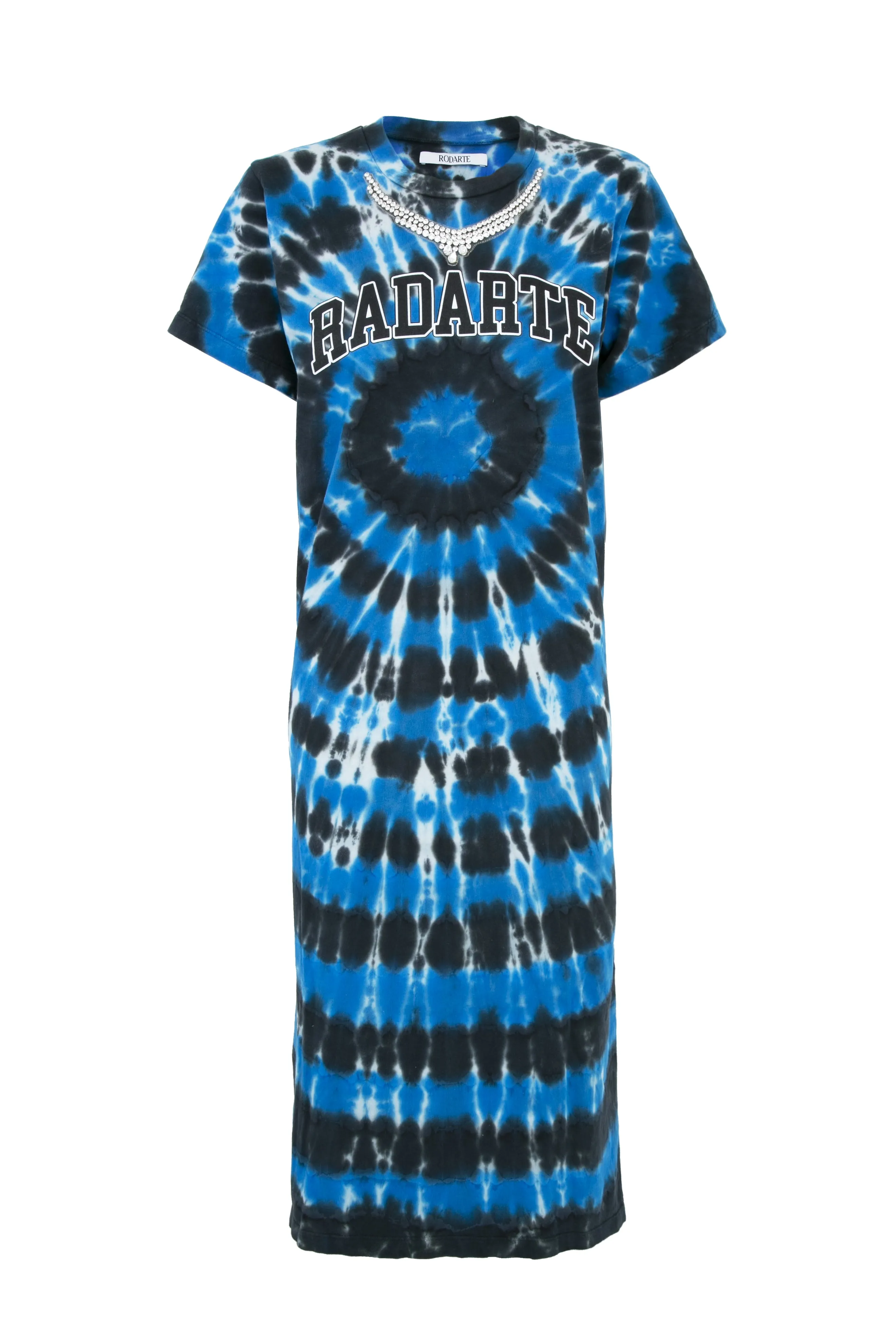 Tie Dye Radarte T-Shirt Dress with Rhinestone Detail