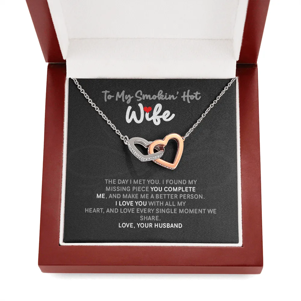 To My Smokin' Hot Wife Interlocked Hearts Necklace