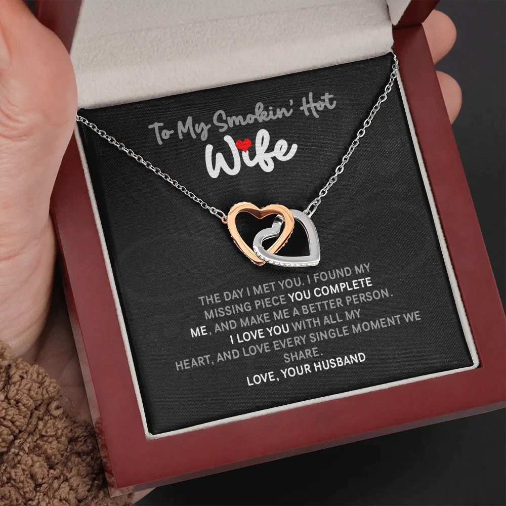 To My Smokin' Hot Wife Interlocked Hearts Necklace