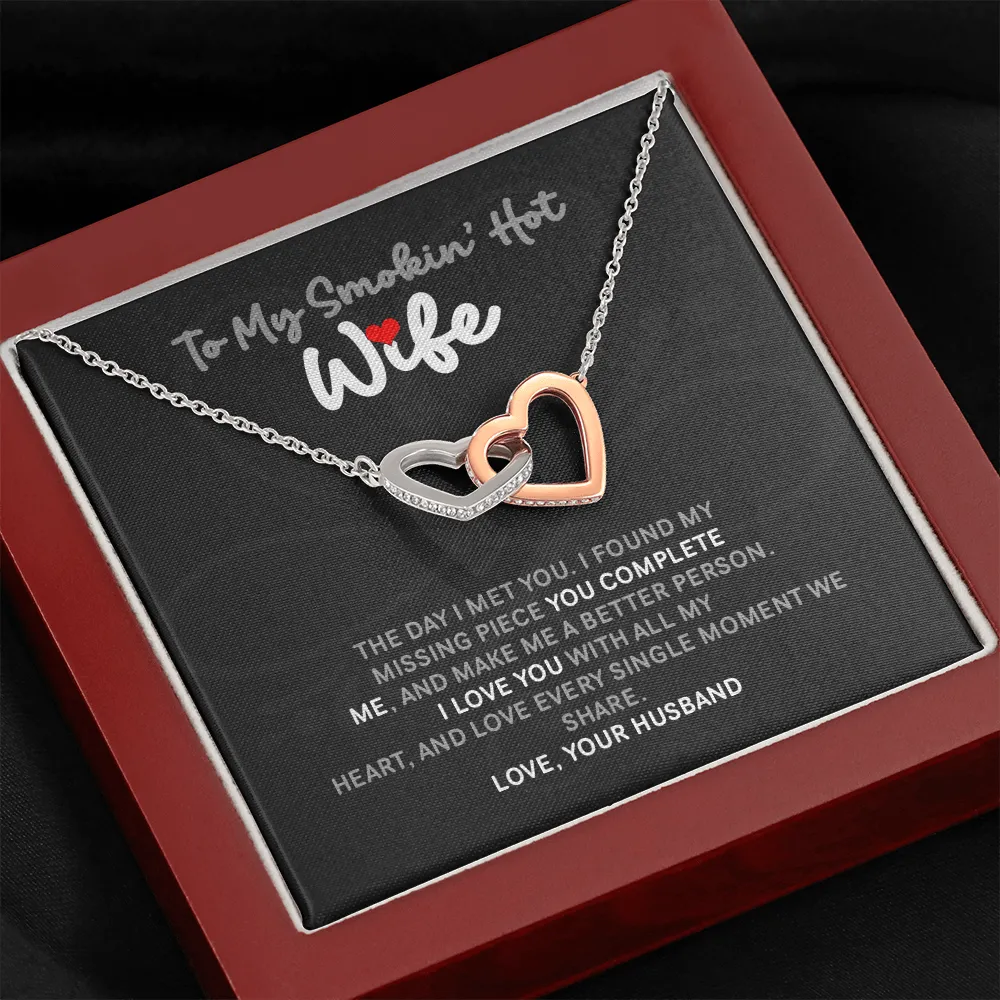 To My Smokin' Hot Wife Interlocked Hearts Necklace