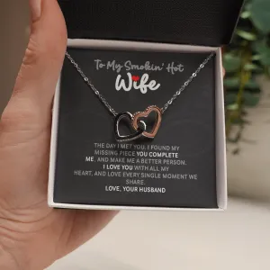 To My Smokin' Hot Wife Interlocked Hearts Necklace